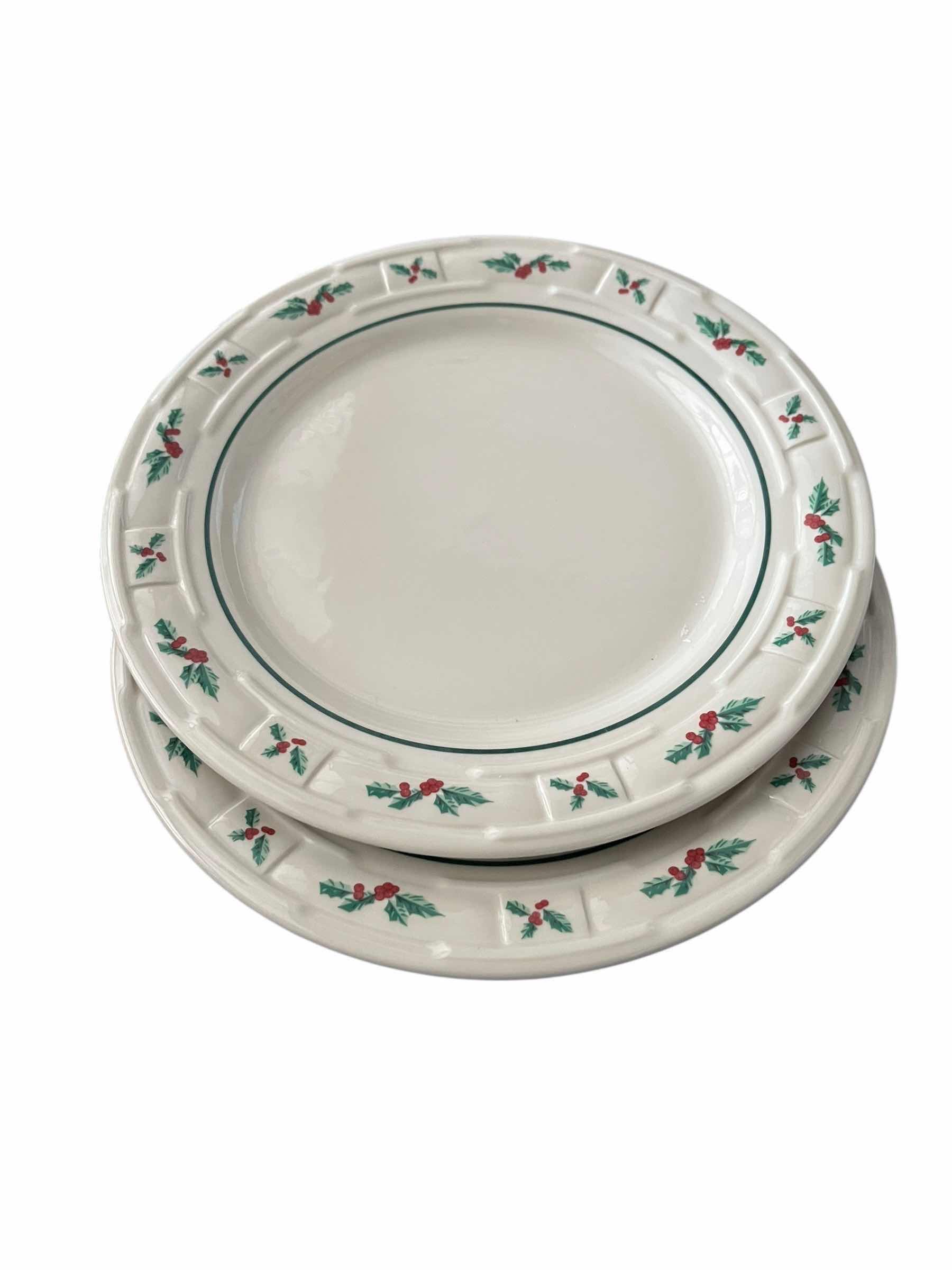 Photo 1 of LONGABERGER POTTERY WOVEN TRADITIONS HOLLY COLLECTION, 9” LUNCHEON PLATES (2)