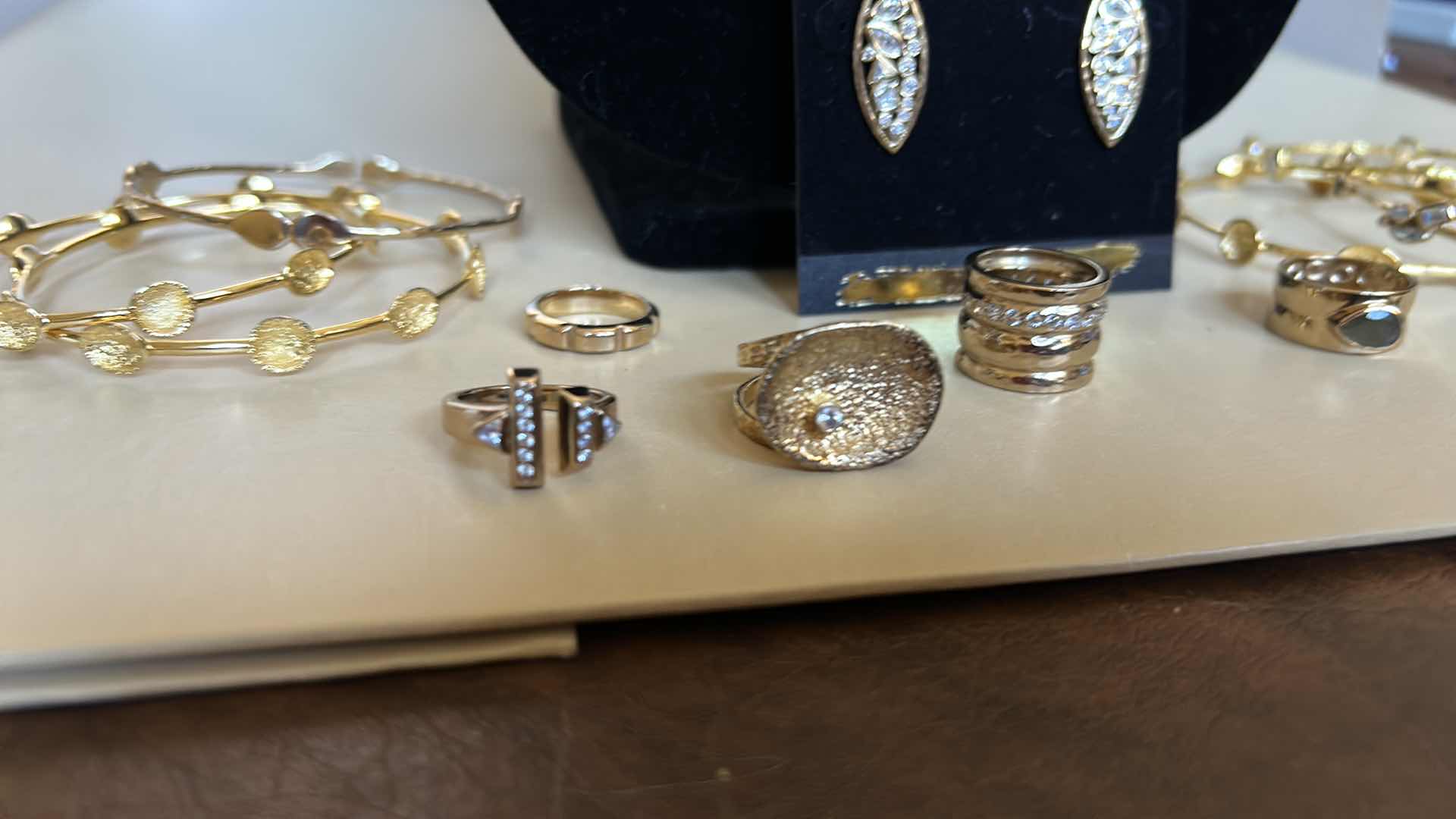 Photo 3 of COSTUME JEWELRY ASSORTMENT 14K GOLD ELECTROPLATED RINGS 5 & 6