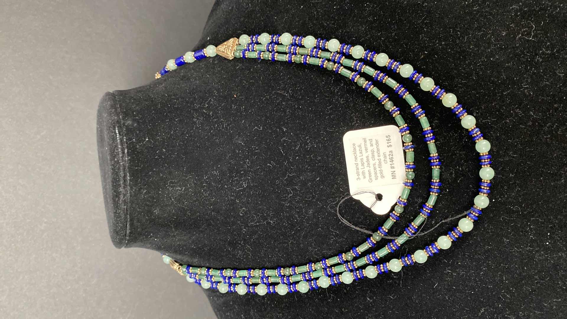 Photo 5 of STERLING NECKLACE WITH LAPIS LAZULI JADE VERMEIL SPACERS $198