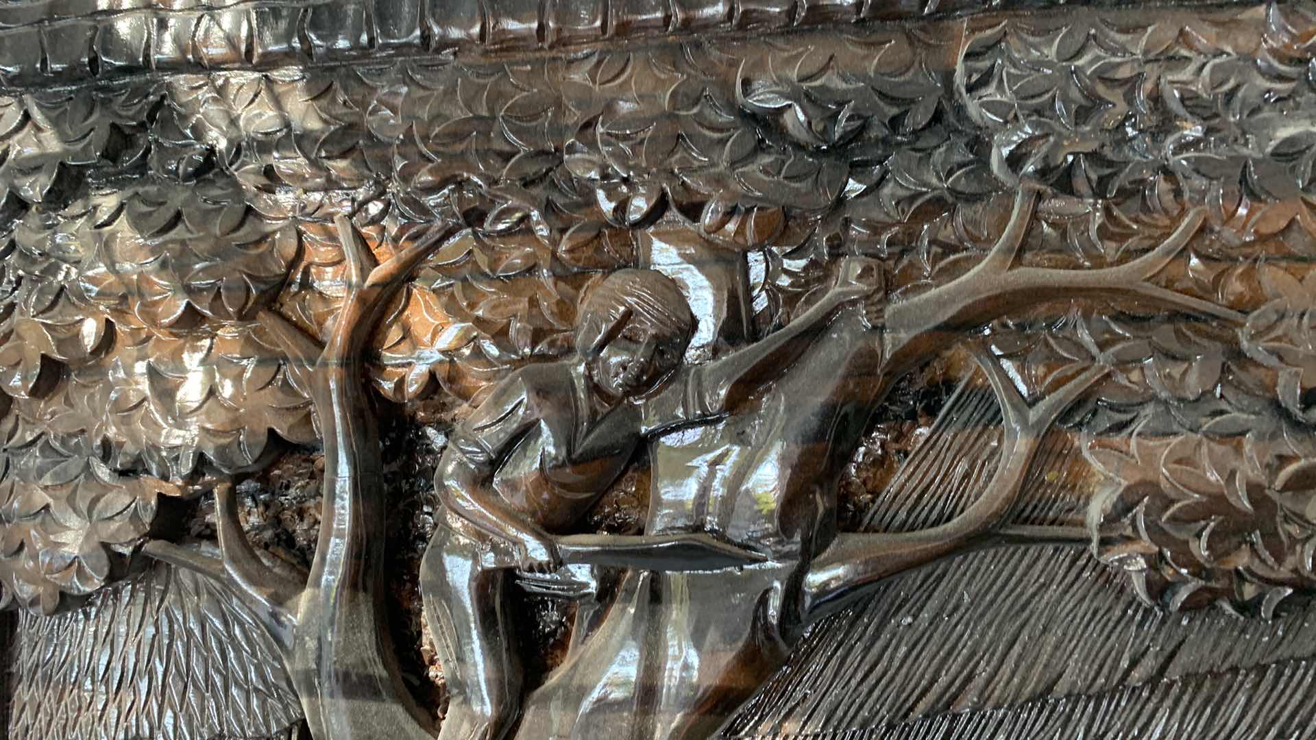 Photo 1 of VINTAGE INTRICATE HAND CARVED WOODEN 3D WALL DECORATION FROM THE PHILIPPINES  48” X 34”