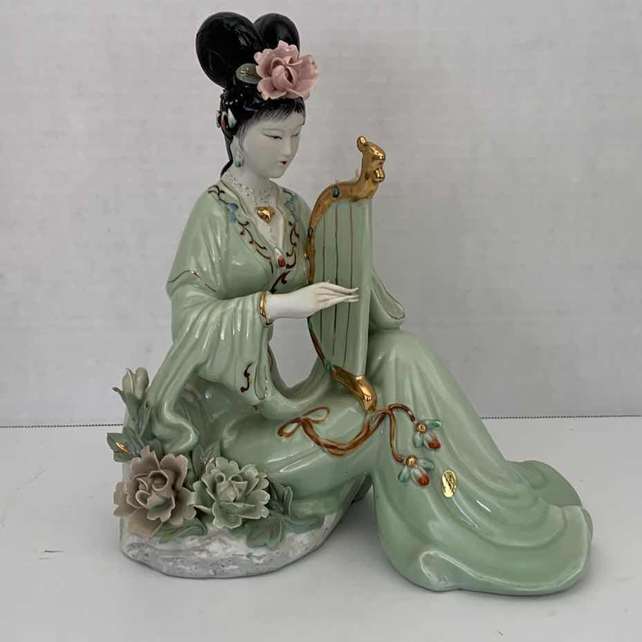 Photo 1 of ORIENTAL INSPIRED PORCELAIN STATUE 10” X 11”