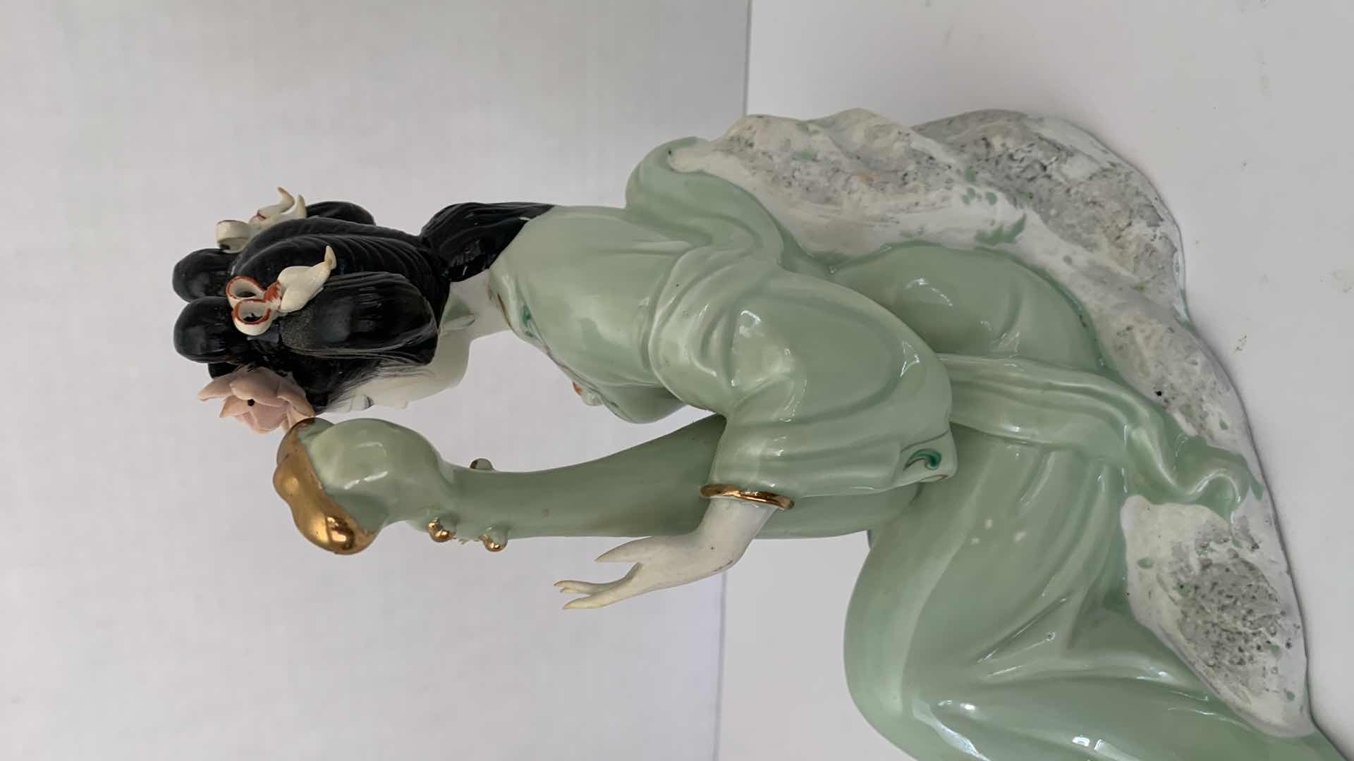 Photo 3 of ORIENTAL INSPIRED PORCELAIN STATUE 10” X 9”