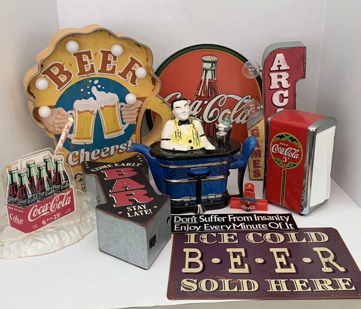Photo 1 of BAR SIGNS AND COCA COLA ITEMS