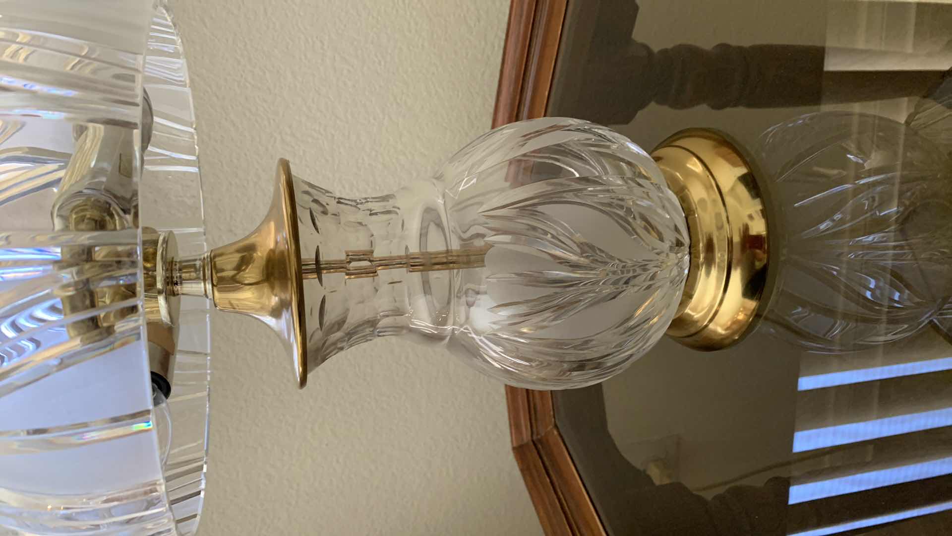 Photo 2 of HEAVY CRYSTAL GLASS TABLE LAMP 18” TALL