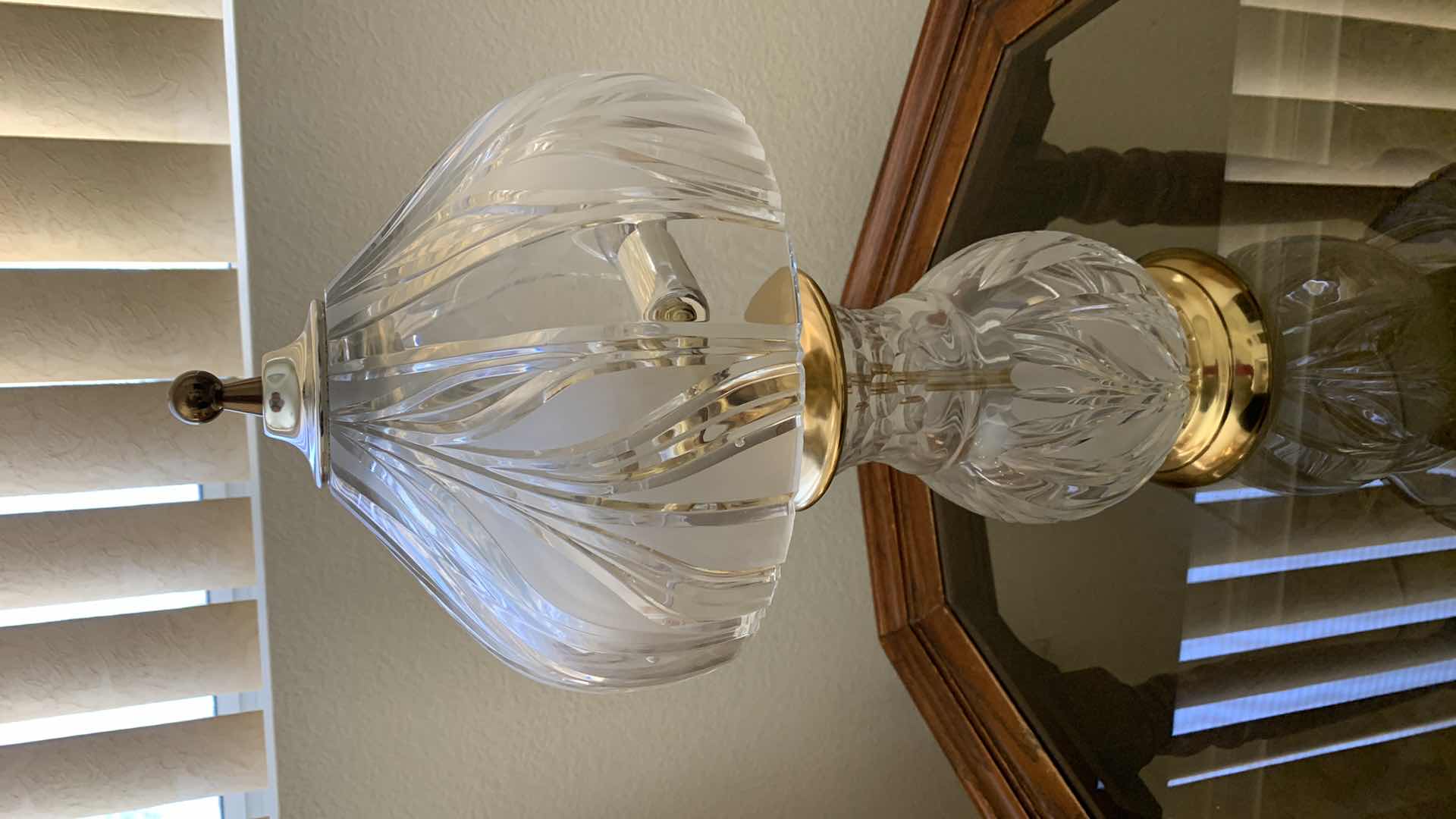 Photo 1 of HEAVY CRYSTAL GLASS TABLE LAMP 18” TALL