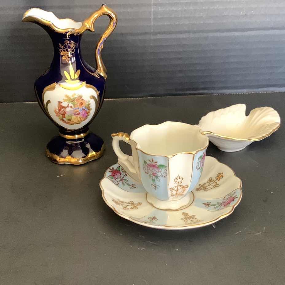 Photo 1 of LENOX DOVE,  TEA CUP AND SAUCER FROM OCCUPIED JAPAN, AND A LIMOGES PITCHER