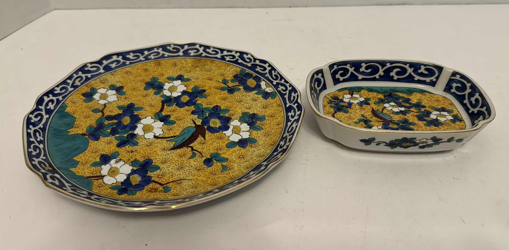 Photo 1 of SET OF 2 HAND DECORATED JAPANESE DISHES