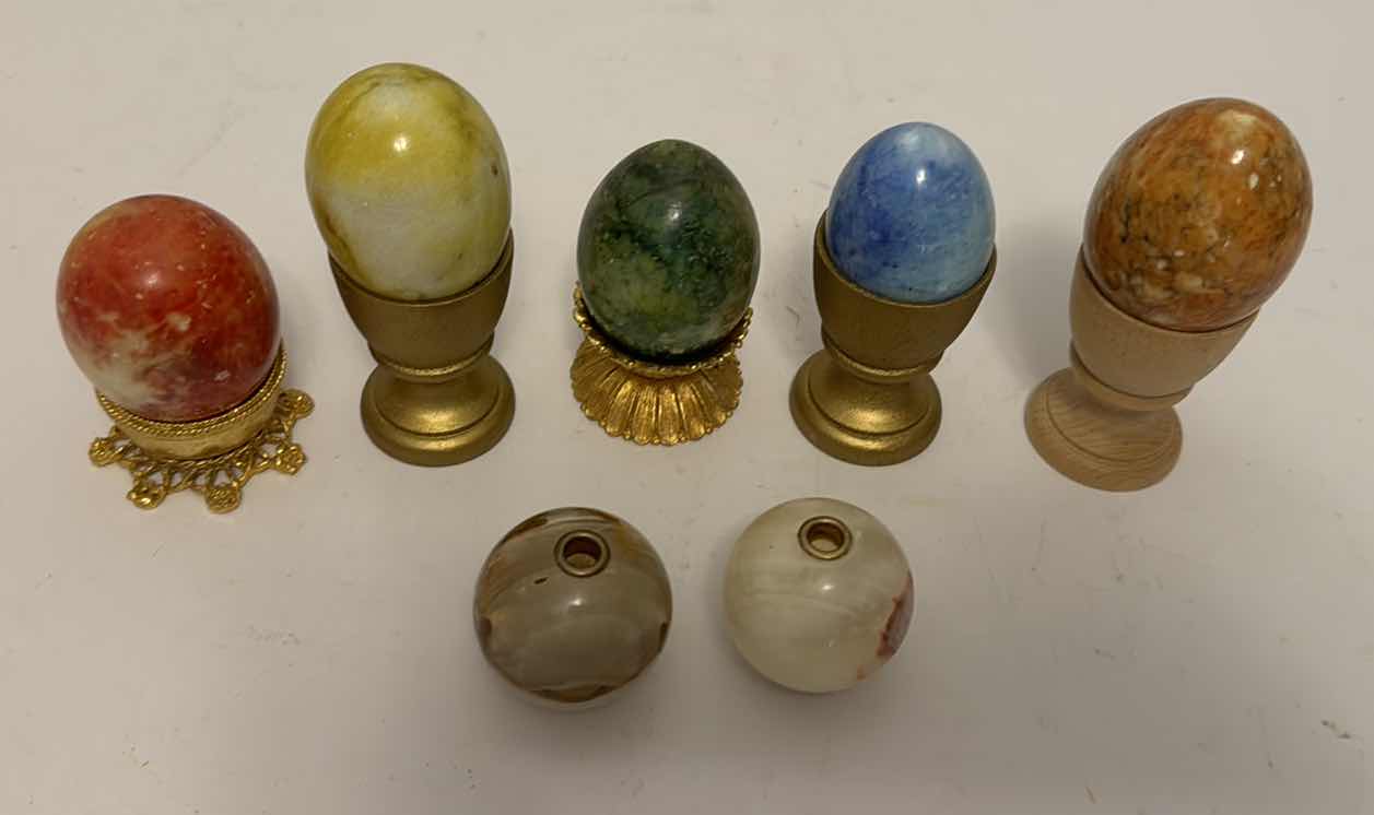 Photo 2 of SET OF 5 STONE EGGS AND 2 STONE ORBS