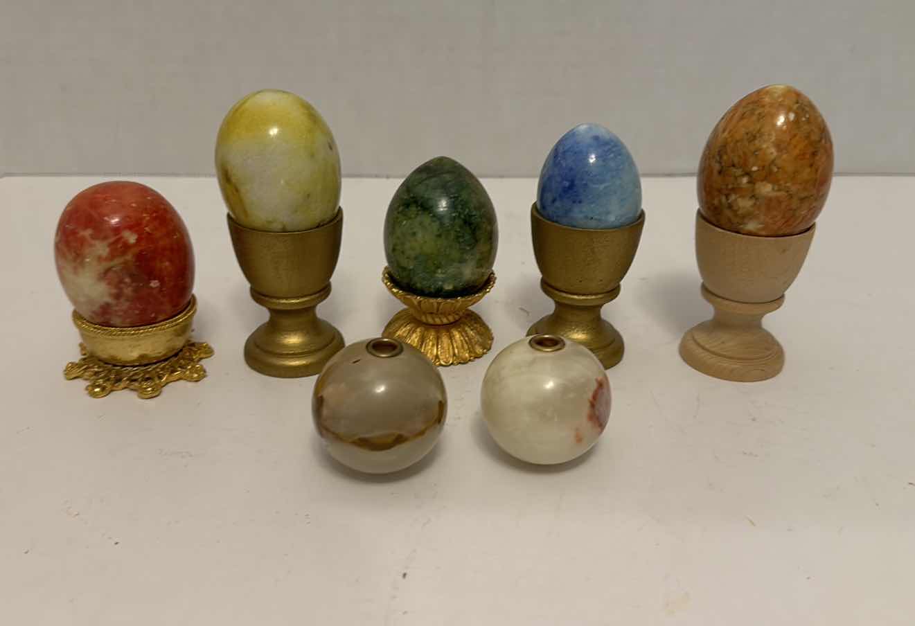 Photo 1 of SET OF 5 STONE EGGS AND 2 STONE ORBS