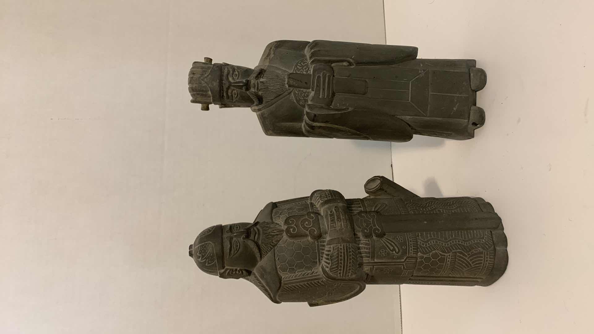 Photo 1 of PAIR OF HEAVY STONE CHINESE TERRA COTTA WARRIORS 11”