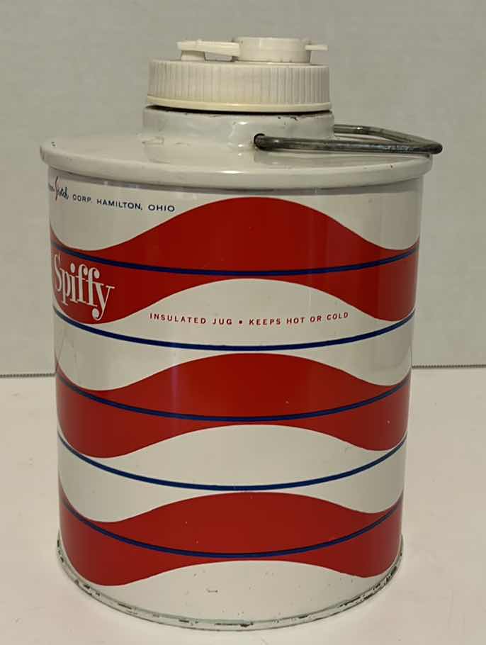 Photo 2 of HAMILTON SKOTCH SPIFFY INSULATED JUG 1/2 GALLON RED AND WHITE PATTERN VINTAGE PICNIC RETRO BEVERAGE COOLER