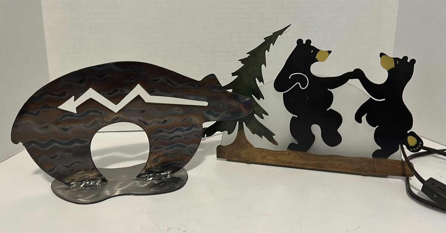 Photo 1 of BEAR HOME DECOR 12” LONG EACH, METAL BEAR, AND DANCING BEARS LAMP