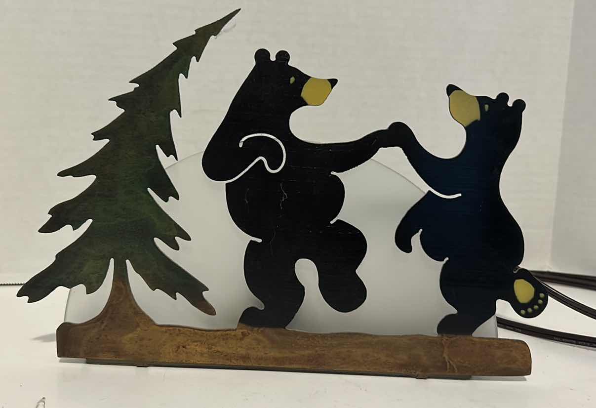 Photo 3 of BEAR HOME DECOR 12” LONG EACH, METAL BEAR, AND DANCING BEARS LAMP