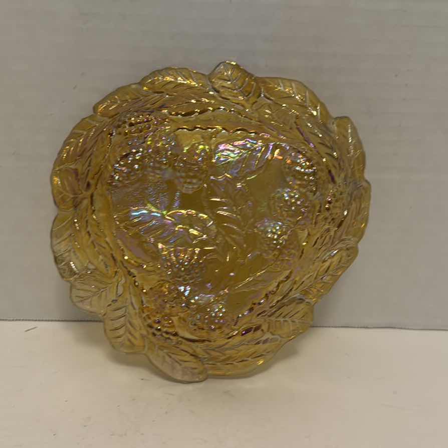 Photo 2 of AMBER CARNIVAL GLASS CANDY DISH