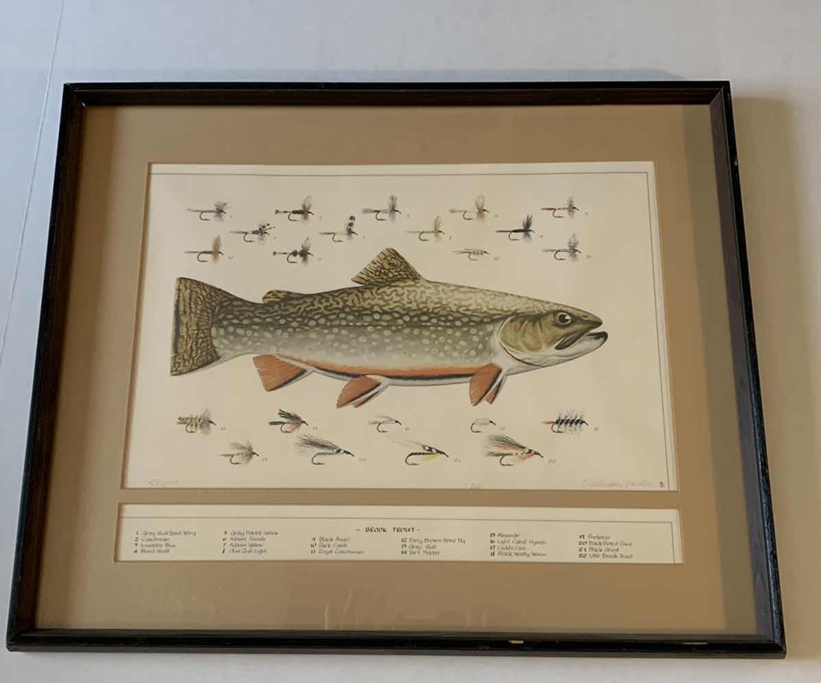 Photo 1 of ELDRIDGE HARDIE TROUT FLY PRINT 23” X 19”