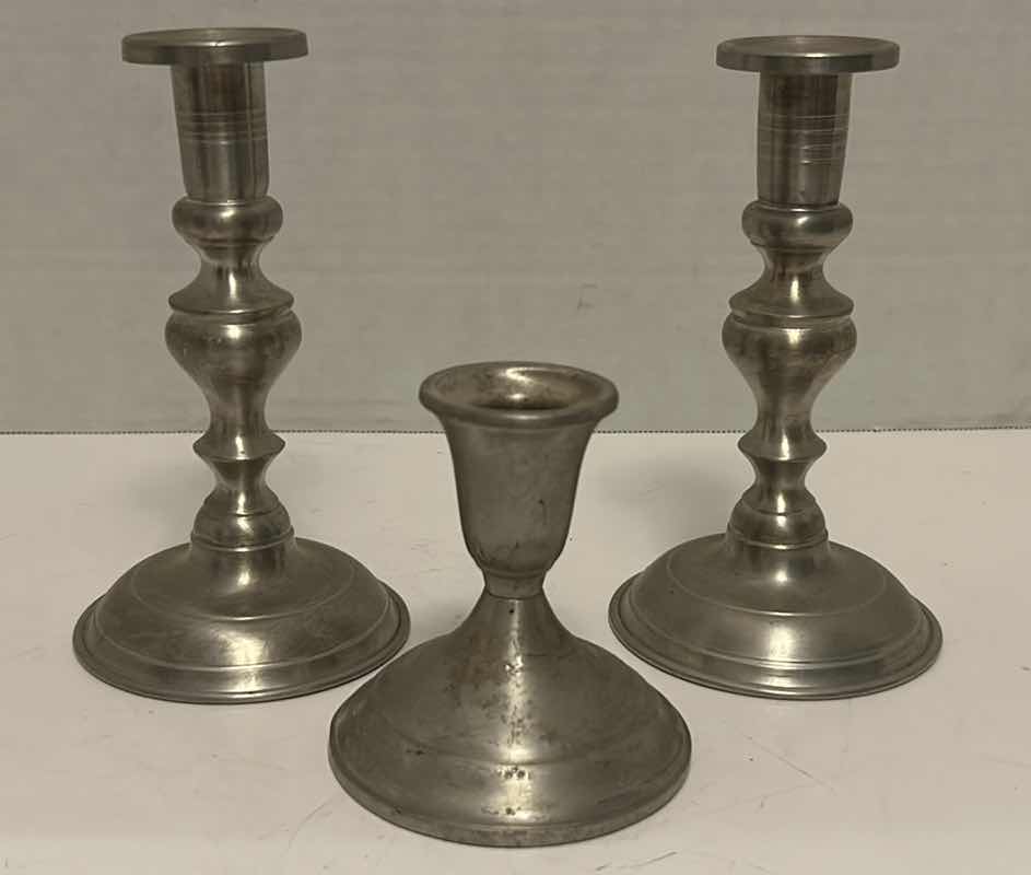 Photo 1 of PEWTER CANDLESTICK STANDS