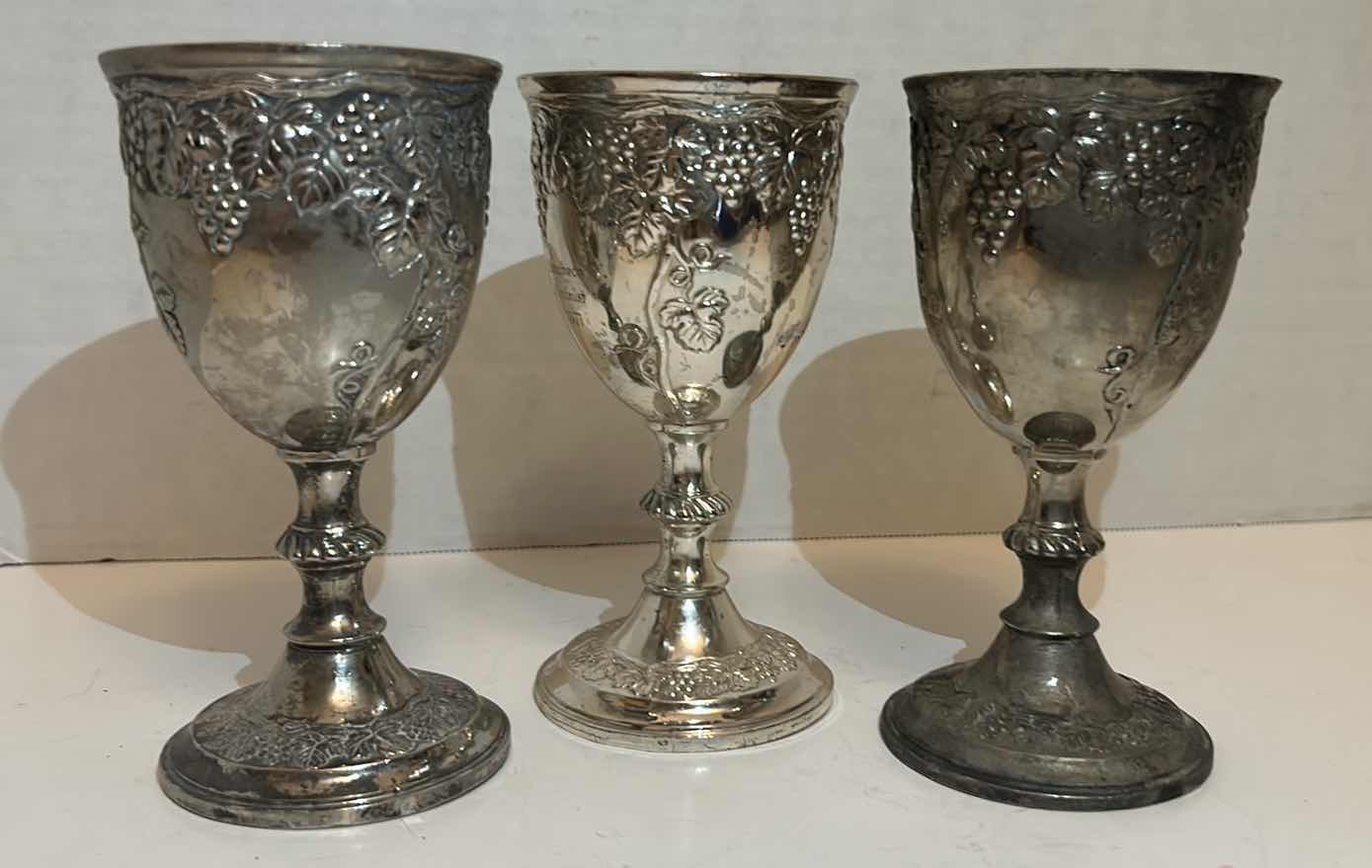 Photo 5 of 3 ORNATE GRAPEVINE SILVER CHALICES