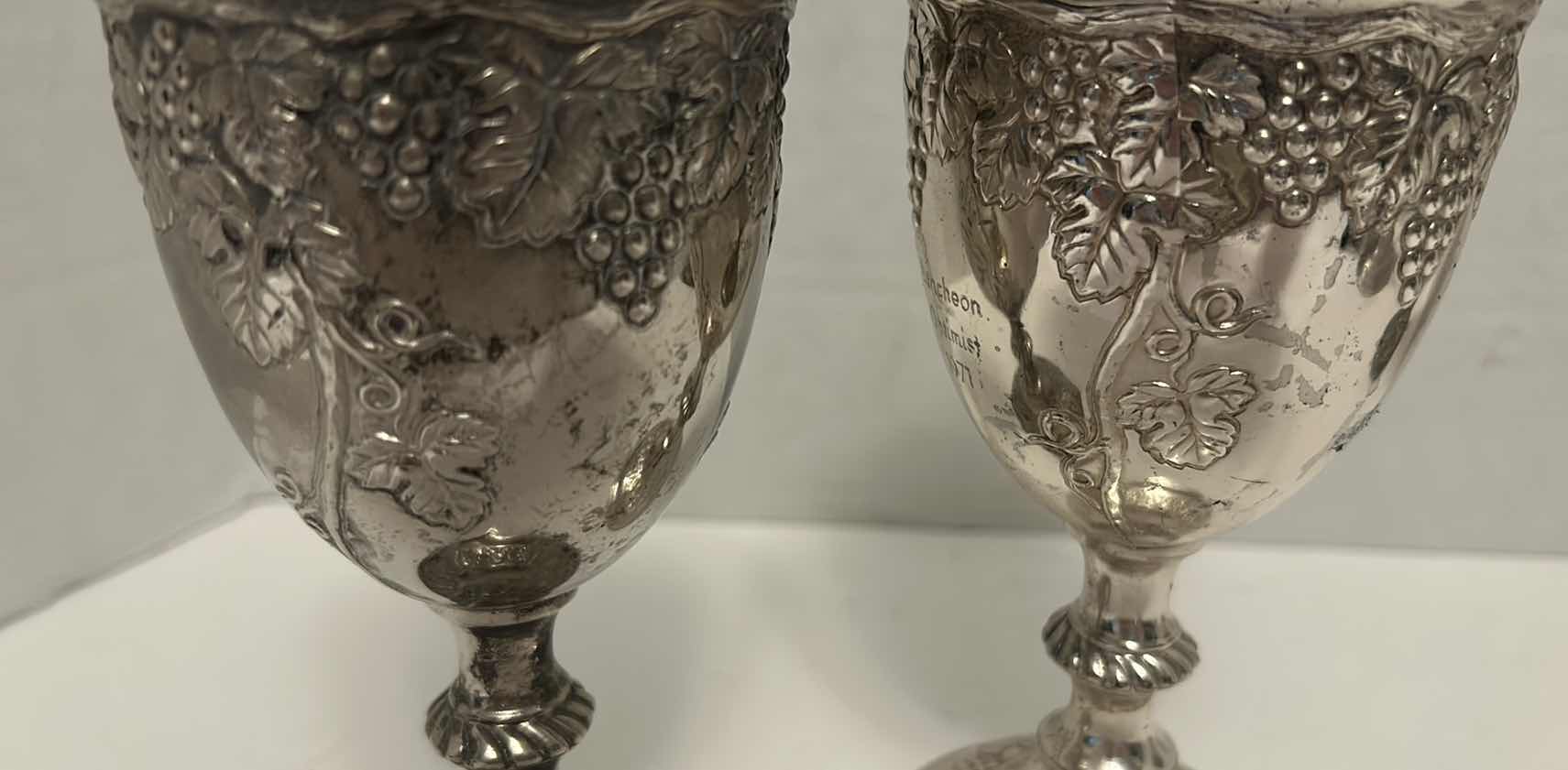 Photo 3 of 3 ORNATE GRAPEVINE SILVER CHALICES