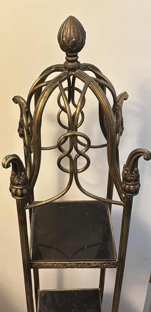 Photo 2 of ORNATE METAL STAND WITH GRANITE SHELVES 53” X 8.5”