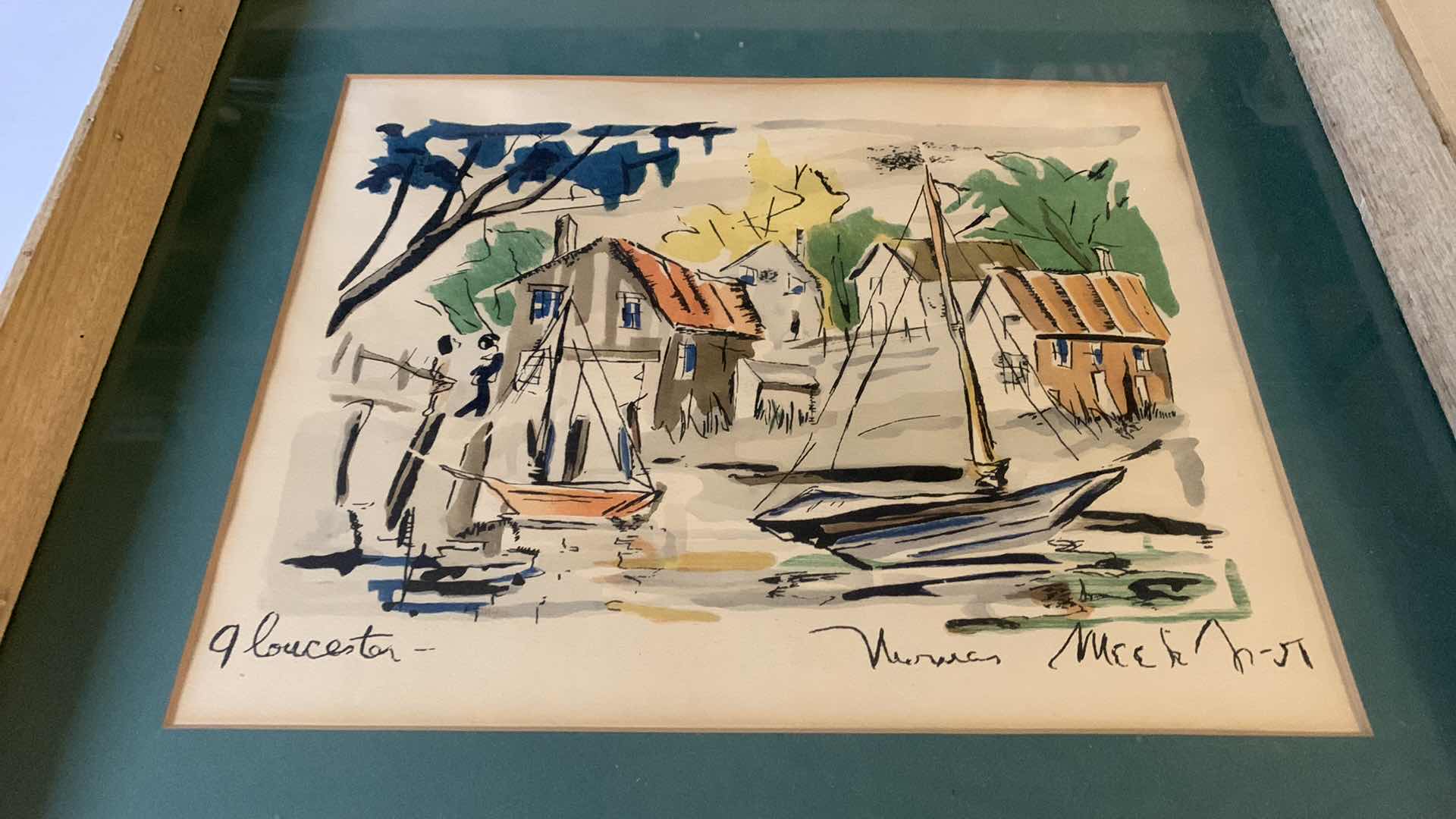 Photo 2 of ORIGINAL WATERCOLOR “GLOUCESTER” BY THOMAS MEEK JR. 20” X 17” 1951