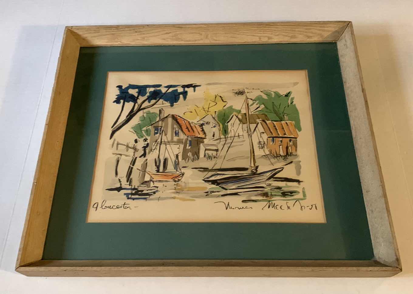 Photo 1 of ORIGINAL WATERCOLOR “GLOUCESTER” BY THOMAS MEEK JR. 20” X 17” 1951