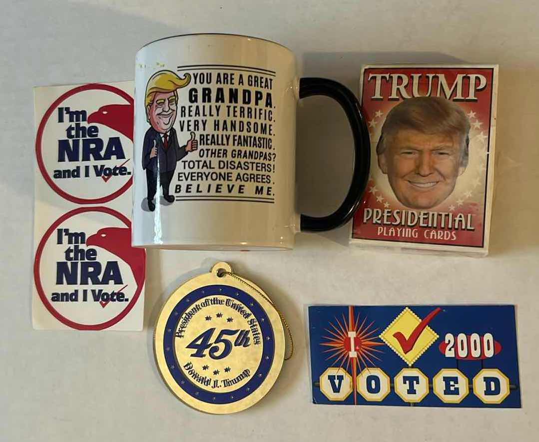 Photo 1 of PRESENT TRUMP POLITICAL MEMORABILIA AND I VOTED STICKERS