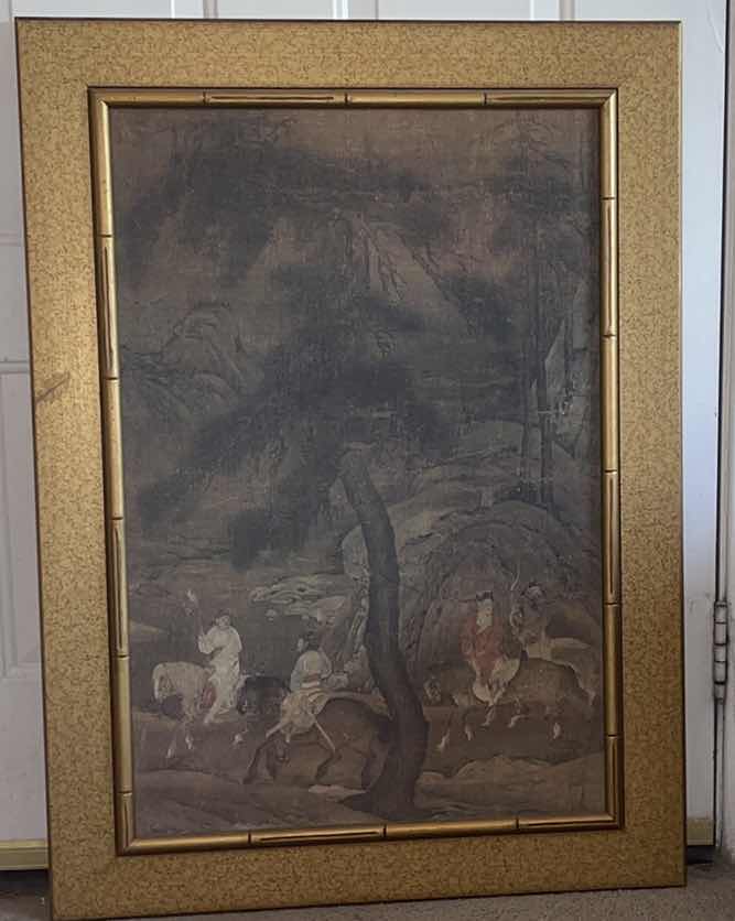 Photo 1 of FRAMED ORIENTAL ARTWORK “THE TRIBUTE HORSE” 26”X36”H