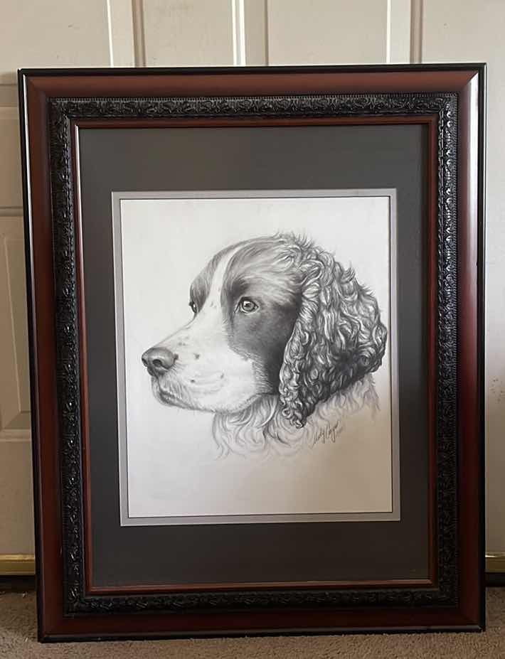 Photo 1 of FRAMED PORTRAIT ENGLISH POINT SETTER MARTY CONGER 2005 24” X 30”H