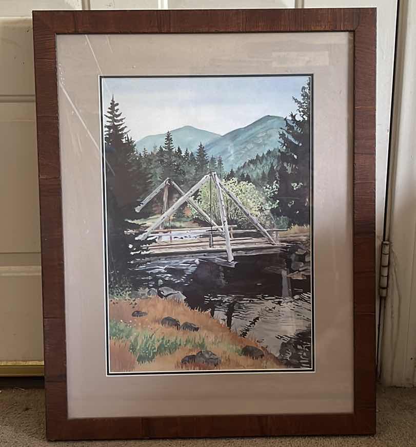 Photo 1 of FRAMED NORTH AMERICAN MESQUITE WOOD BRIDGE ARTWORK PRINT 22”X28”H