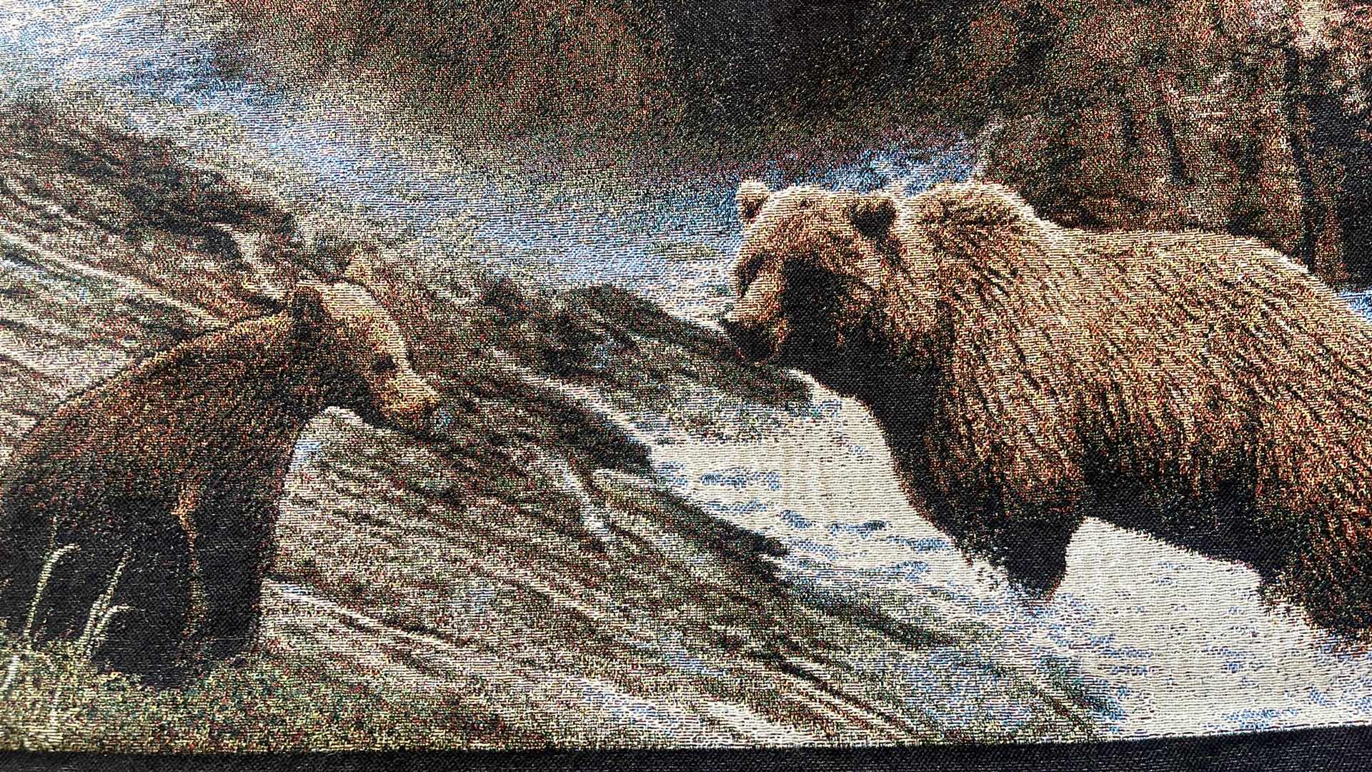 Photo 2 of GRIZZLY BEAR EMBROIDERED WALL ART 25.5”x31.5”H