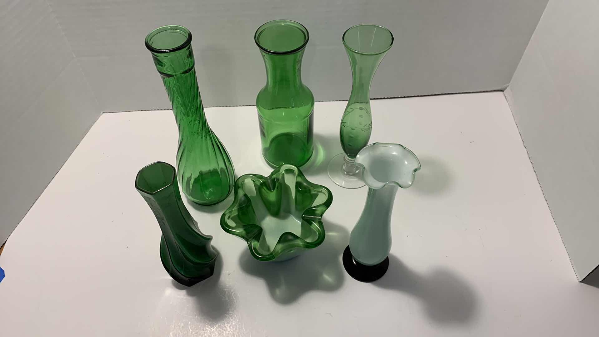 Photo 2 of ASSORTED GREEN GLASSES