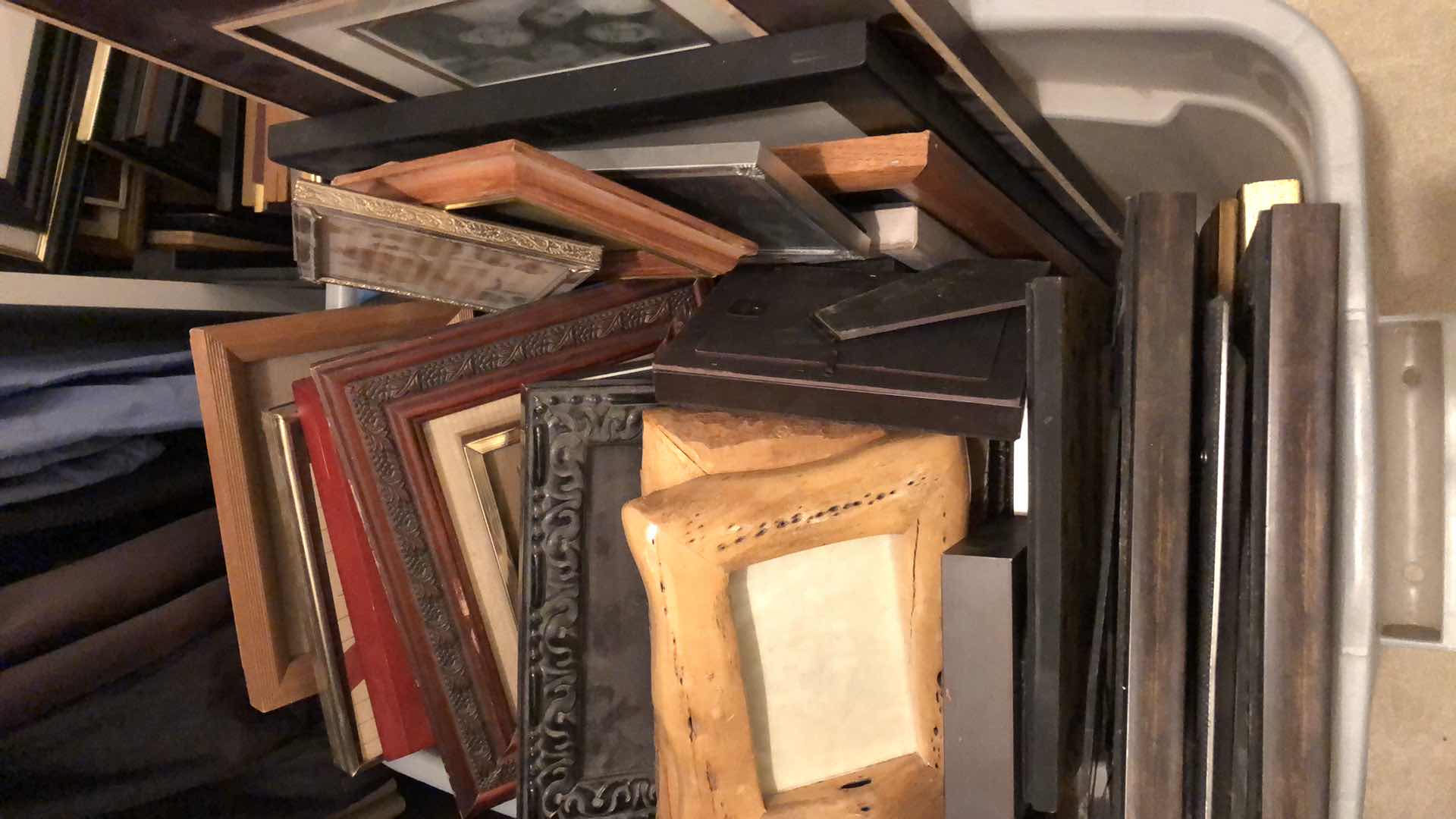 Photo 1 of BIN OF ASSORTED PICTURE FRAMES