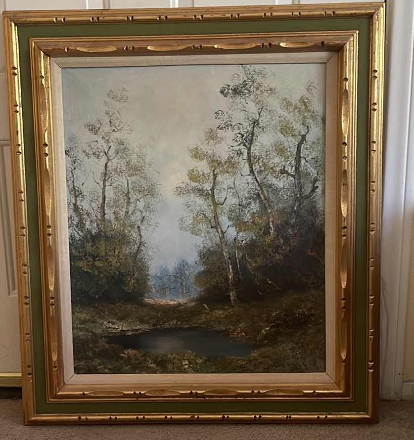 Photo 1 of FRAMED OIL ON CANVAS SIGNED “FOREST POND” ARTWORK 28”X32”H