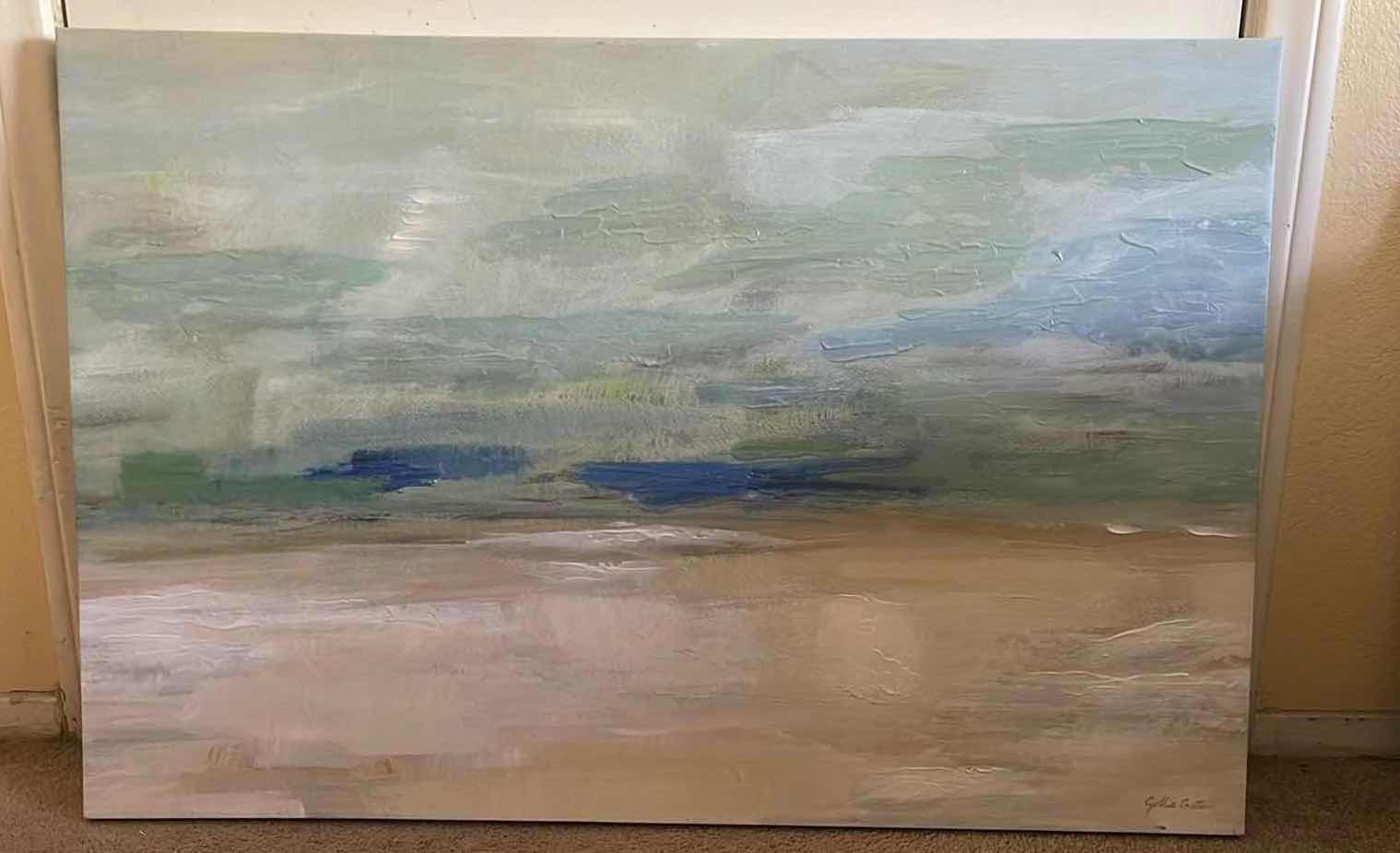 Photo 1 of CYNTHIA COULTER OIL ON CANVAS ABSTRACT “BEACH” ARTWORK 36” X 24”