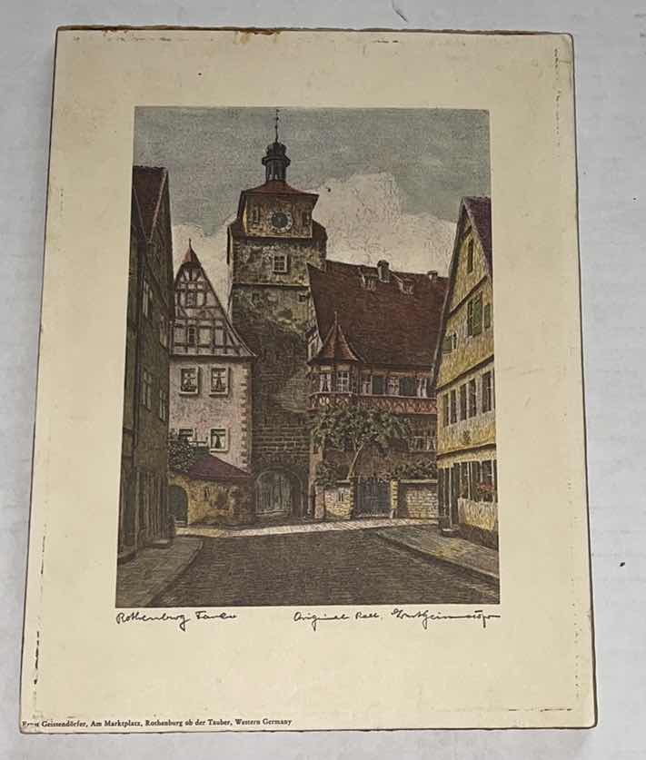 Photo 1 of ANTIQUE VINTAGE ORIGINAL ERNST GEISSENDORFER ROTHENBERG SIGNED COLORED ETCHING ON PAPER