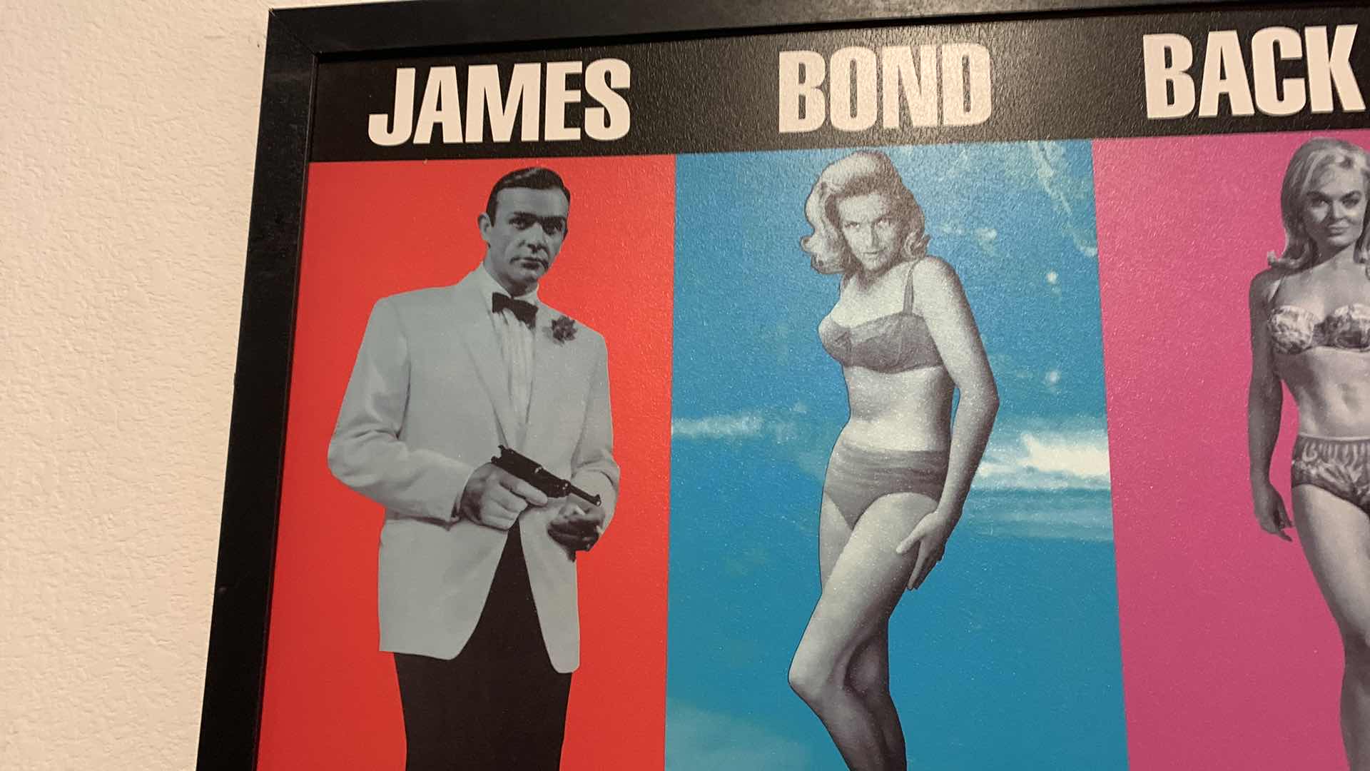 Photo 2 of VINTAGE FRAMED JAMES BOND “GOLDFINGER” MOVIE PRINT 38” X 26”