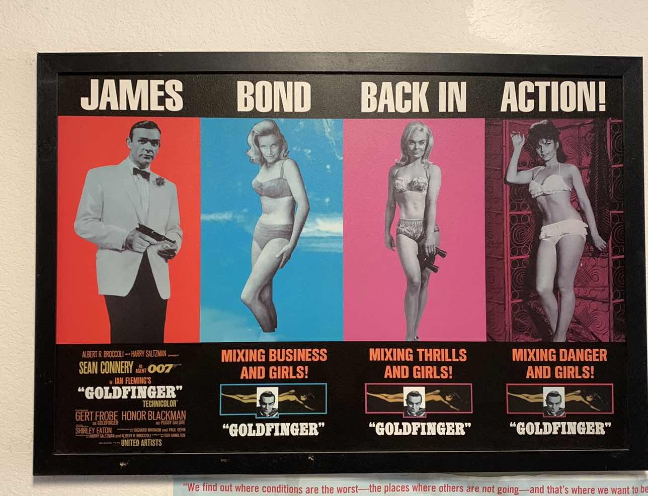 Photo 1 of VINTAGE FRAMED JAMES BOND “GOLDFINGER” MOVIE PRINT 38” X 26”