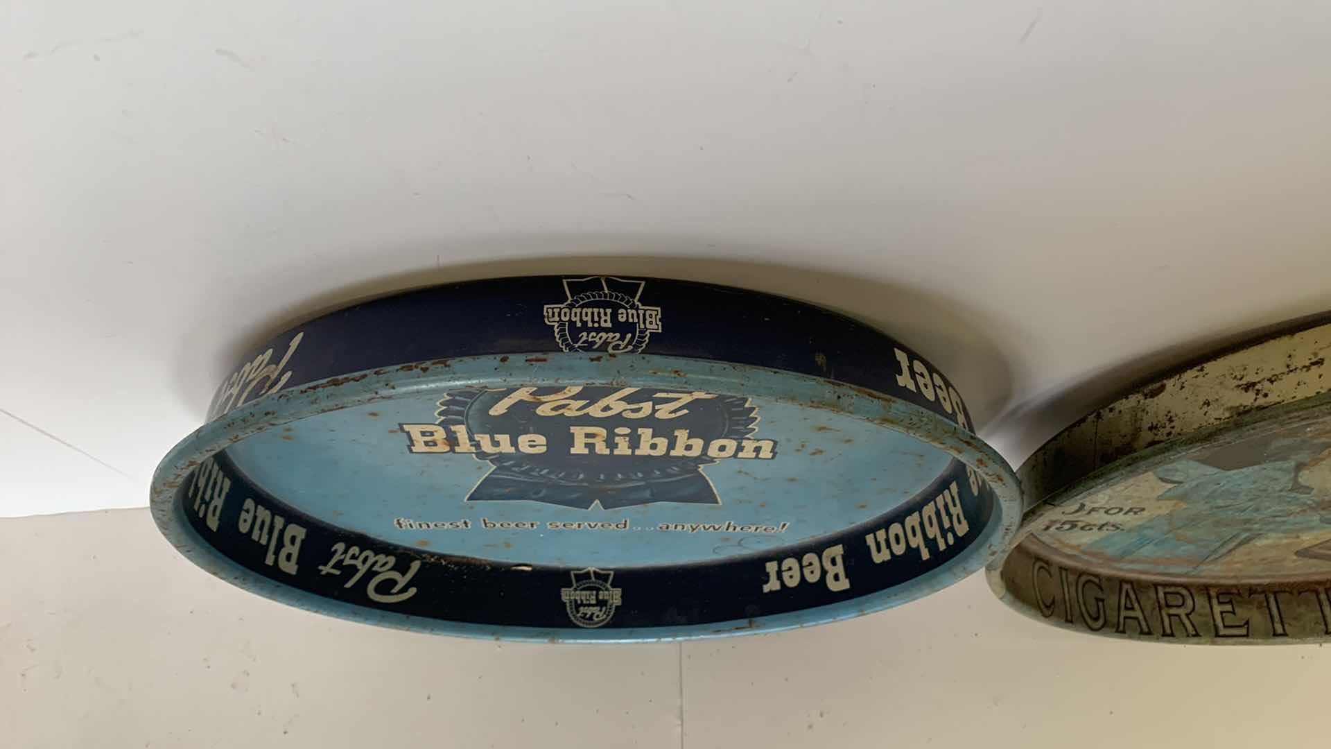 Photo 4 of VINTAGE PABST BLUE RIBBON AND SATIN CIGARETTES BEER TRAYS
