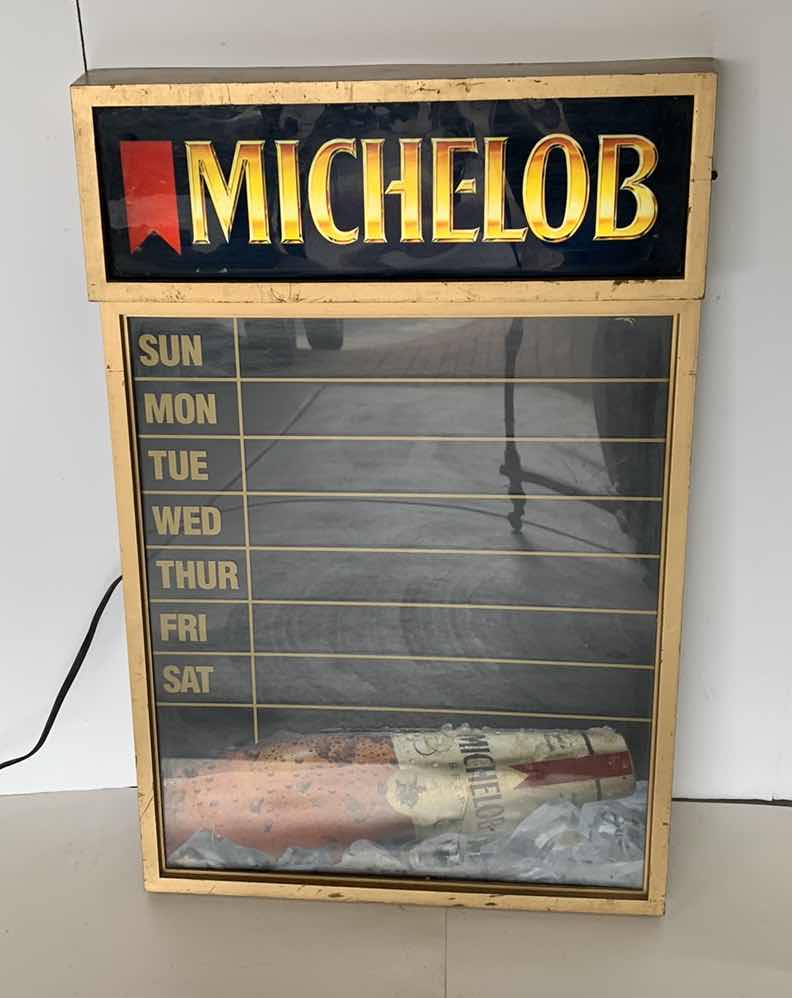 Photo 1 of MICHELOB BEER SCHEDULE BAR LIGHT 19” X 29”