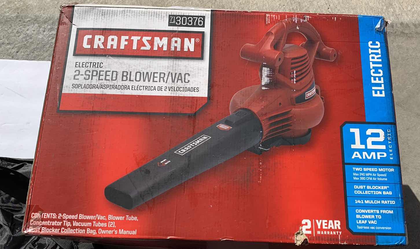 Photo 2 of CRAFTSMAN ELECTRIC TWO-SPEED BLOWER/VAC 12 AMP