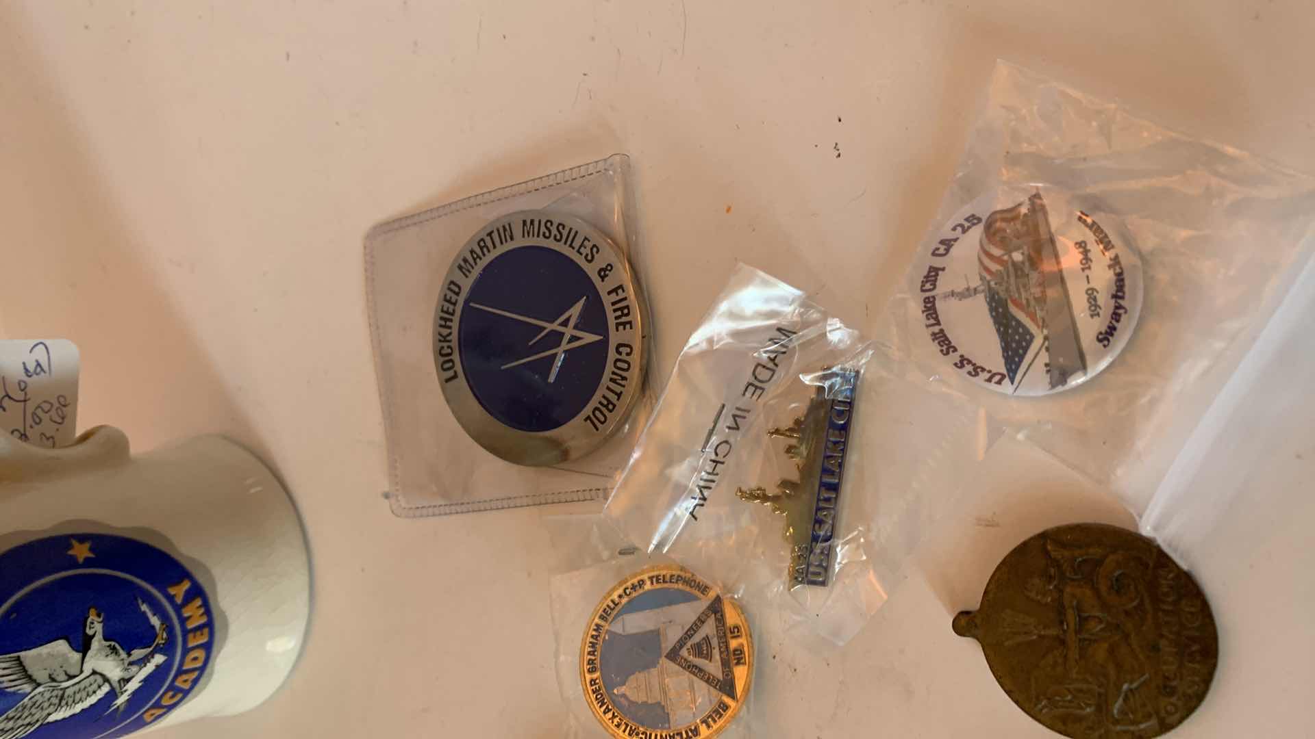 Photo 3 of UNITED STATES NAVY BUTTONS AND PINS AND AIR FORCE ACADEMY VASE