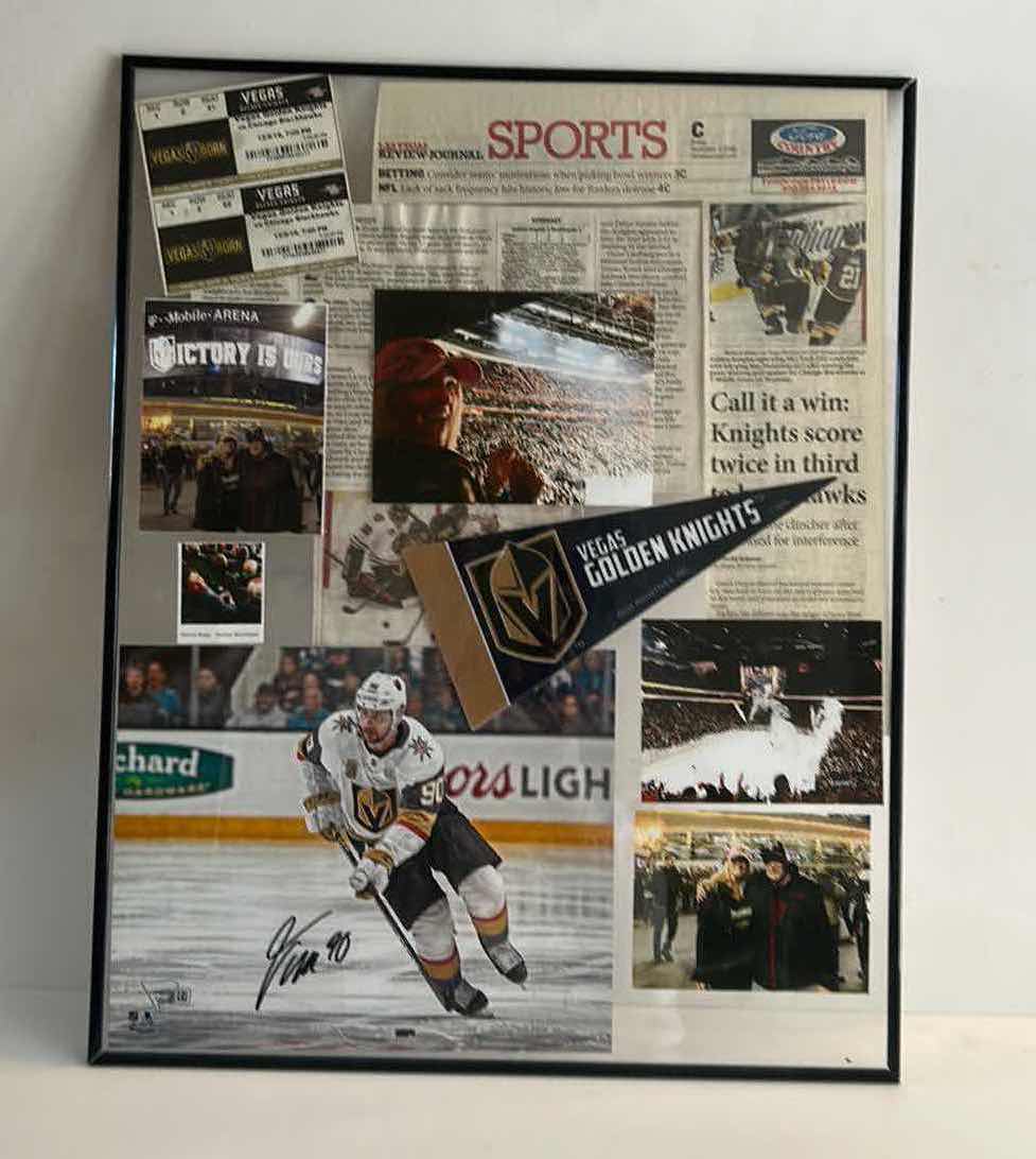 Photo 1 of VEGAS GOLDEN KNIGHTS MEMORABILIA- PLAYER 90 SIGNED PHOTO AND MORE, FRAMED 16” x 20