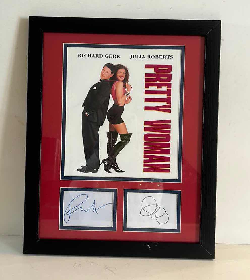 Photo 1 of CELEBRITY AUTOGRAPHED PHOTO - PRETTY WOMAN- RICHARD GERE & JULIA ROBERTS WITH LETTER OF AUTHENTICITY FRAMED 12 1/2” x 15 1/2”