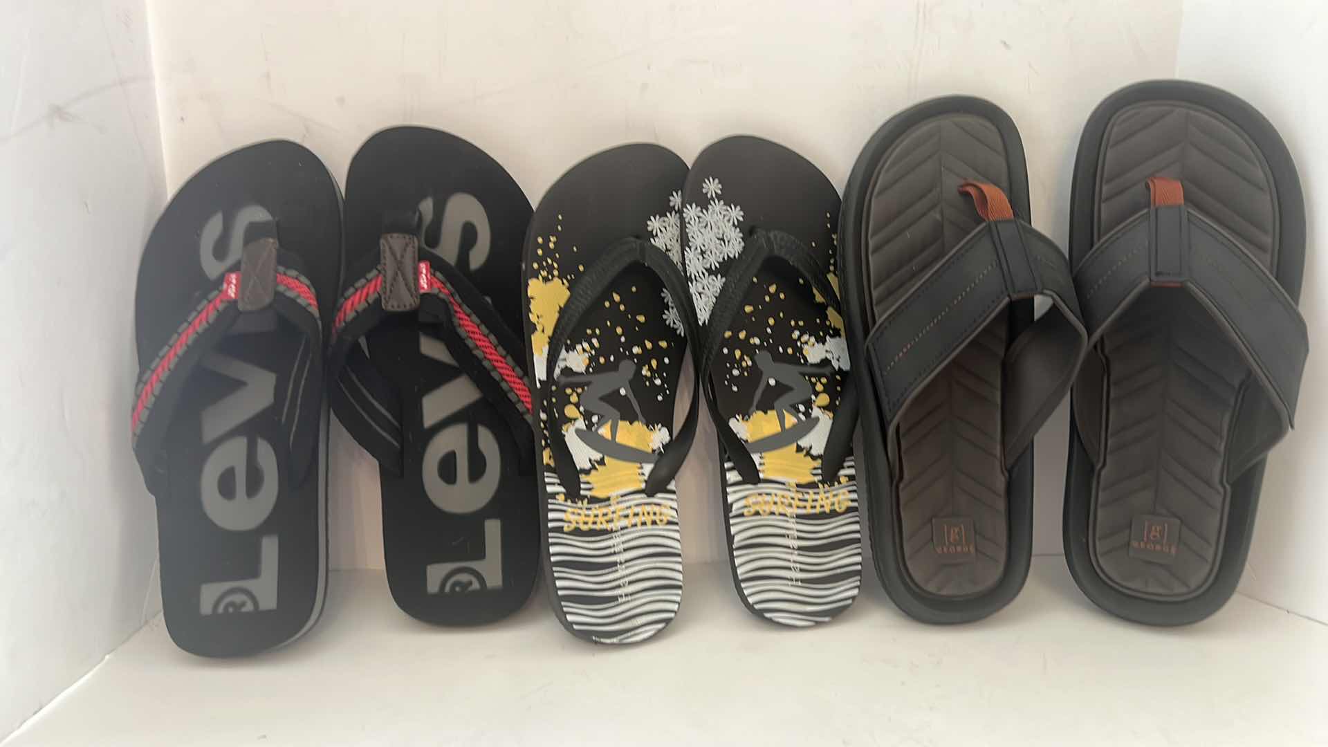 Photo 1 of 3 PAIRS-MEN’S SIZE 12 FLIP FLOPS