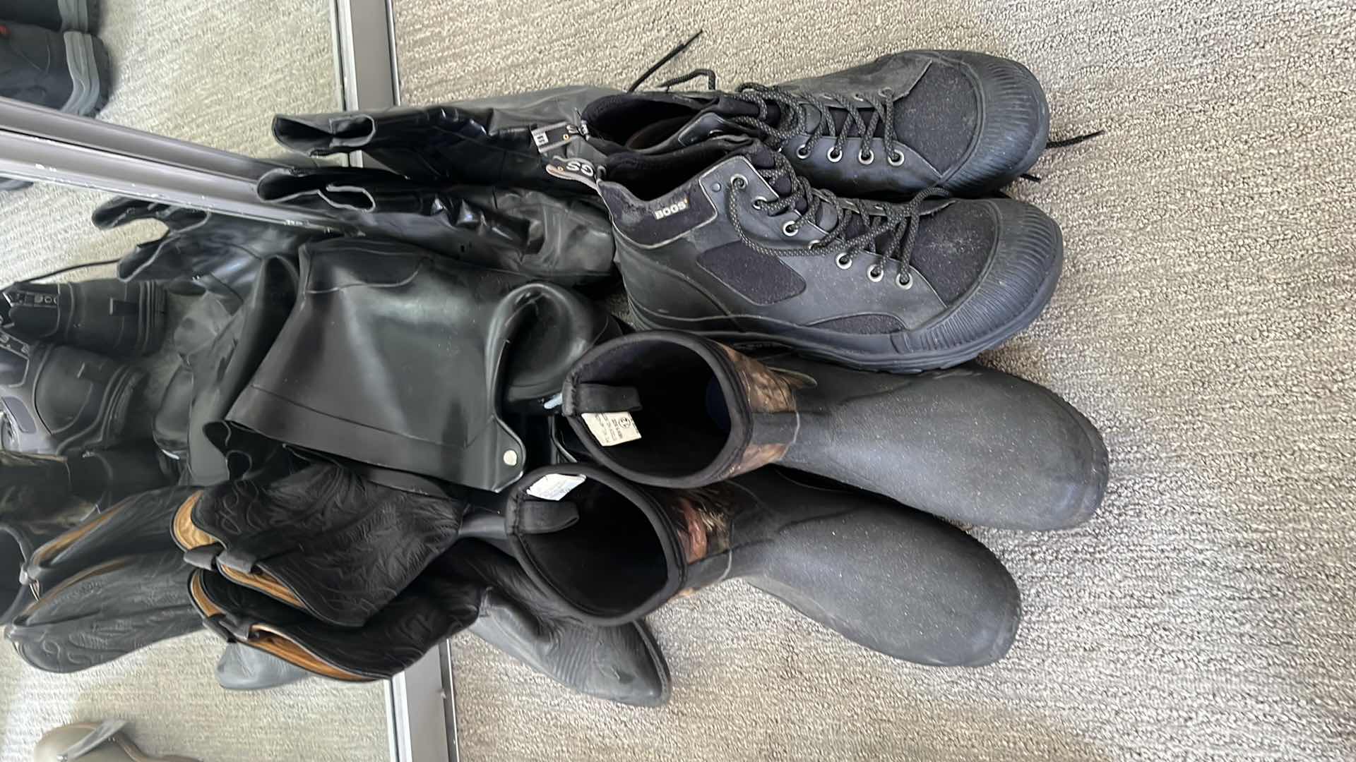 Photo 1 of 5 PAIRS - MEN’S BLACK BOOTS (SIZE 12)