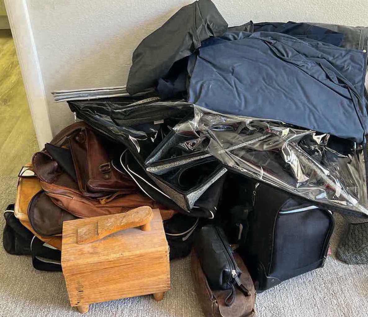 Photo 1 of ASSORTMENT OF LEATHER BAGS & STORAGE CONTAINERS