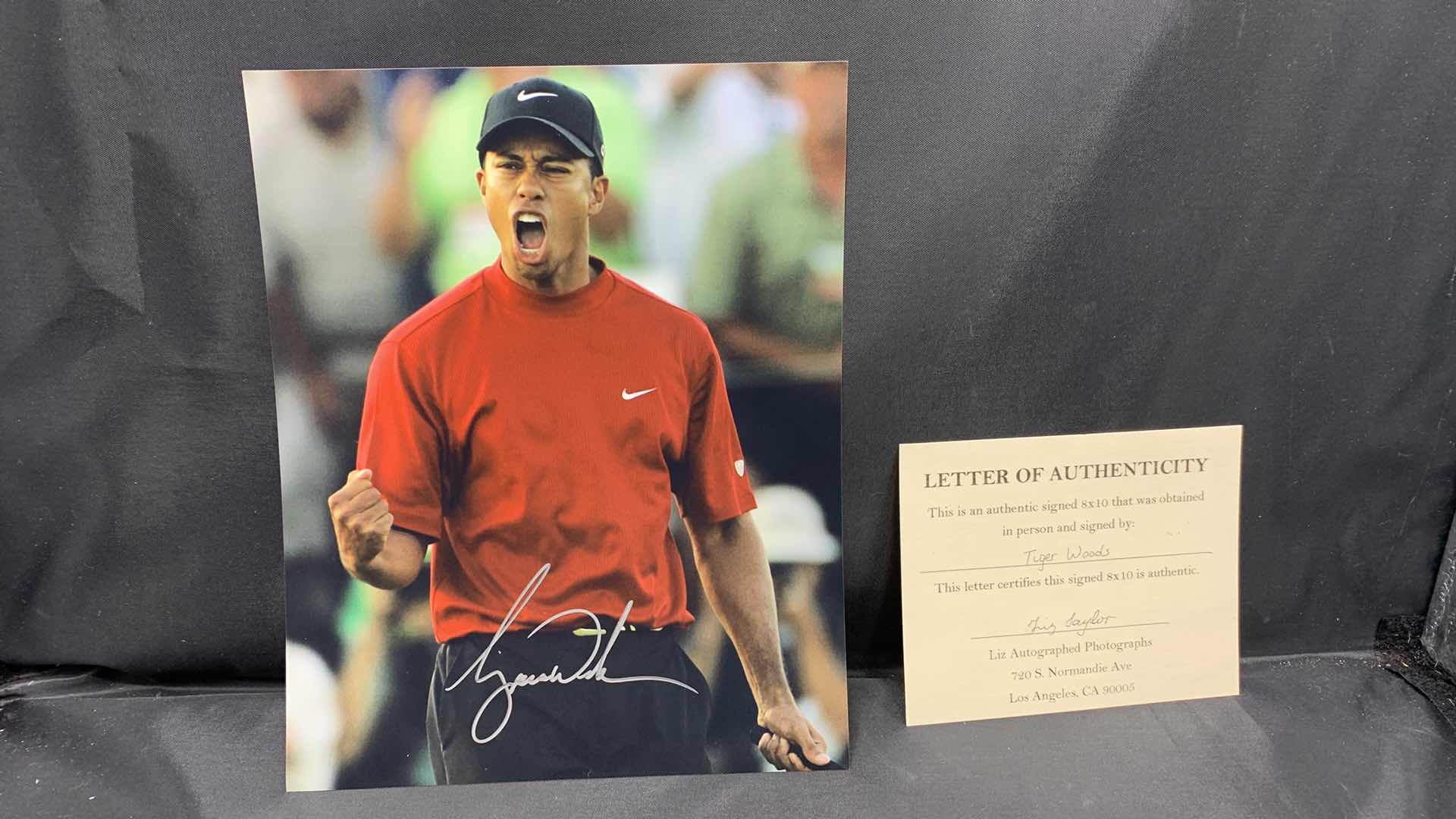 Photo 1 of TIGER WOODS - SIGNED AUTOGRAPHED PHOTO W LETTER OF AUTHENTICITY 8” X 10”