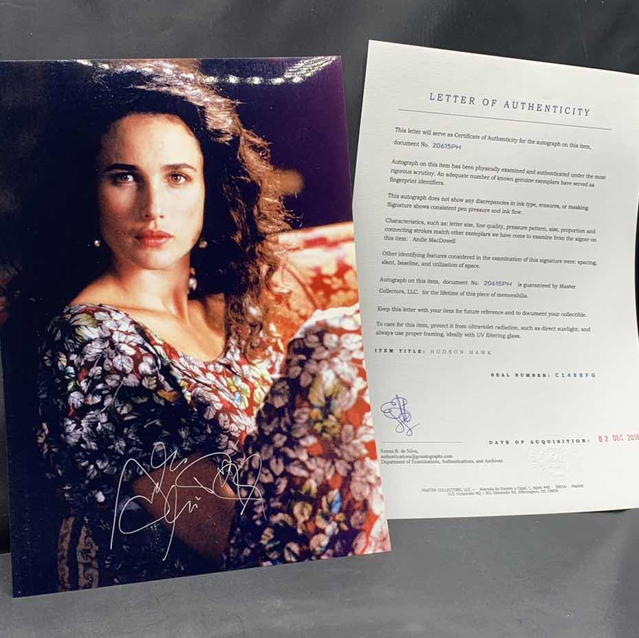 Photo 1 of ANDIE MACDOWELL  - SIGNED AUTOGRAPHED PHOTO W LETTER OF AUTHENTICITY 8” X 10”