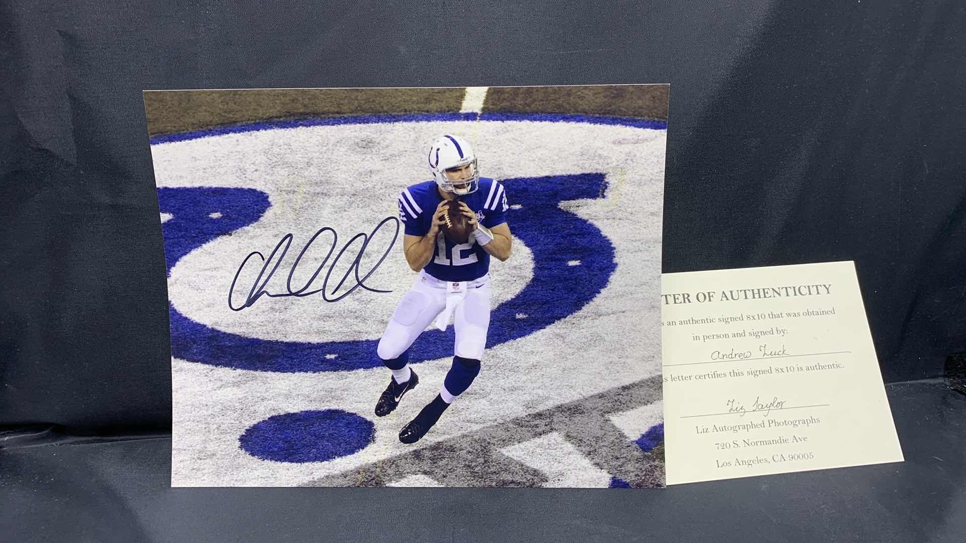 Photo 1 of ANDREW LUCK - SIGNED AUTOGRAPHED PHOTO W LETTER OF AUTHENTICITY 8” X 10”