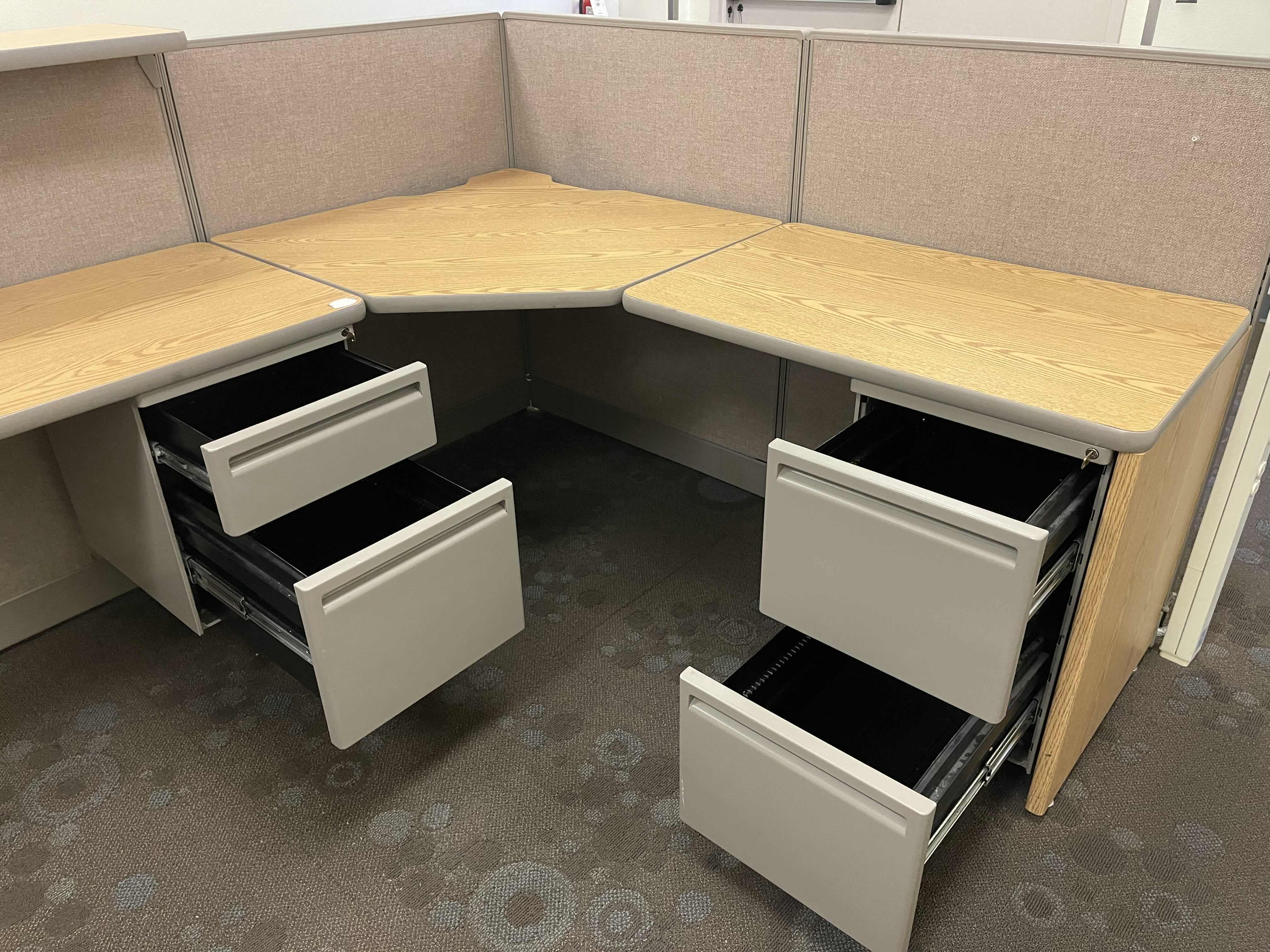 Photo 7 of U-SHAPED OFFICE CUBILE WITH LOCKING DRAWERS 73.5” X 112 X 73.5” X H44.5”